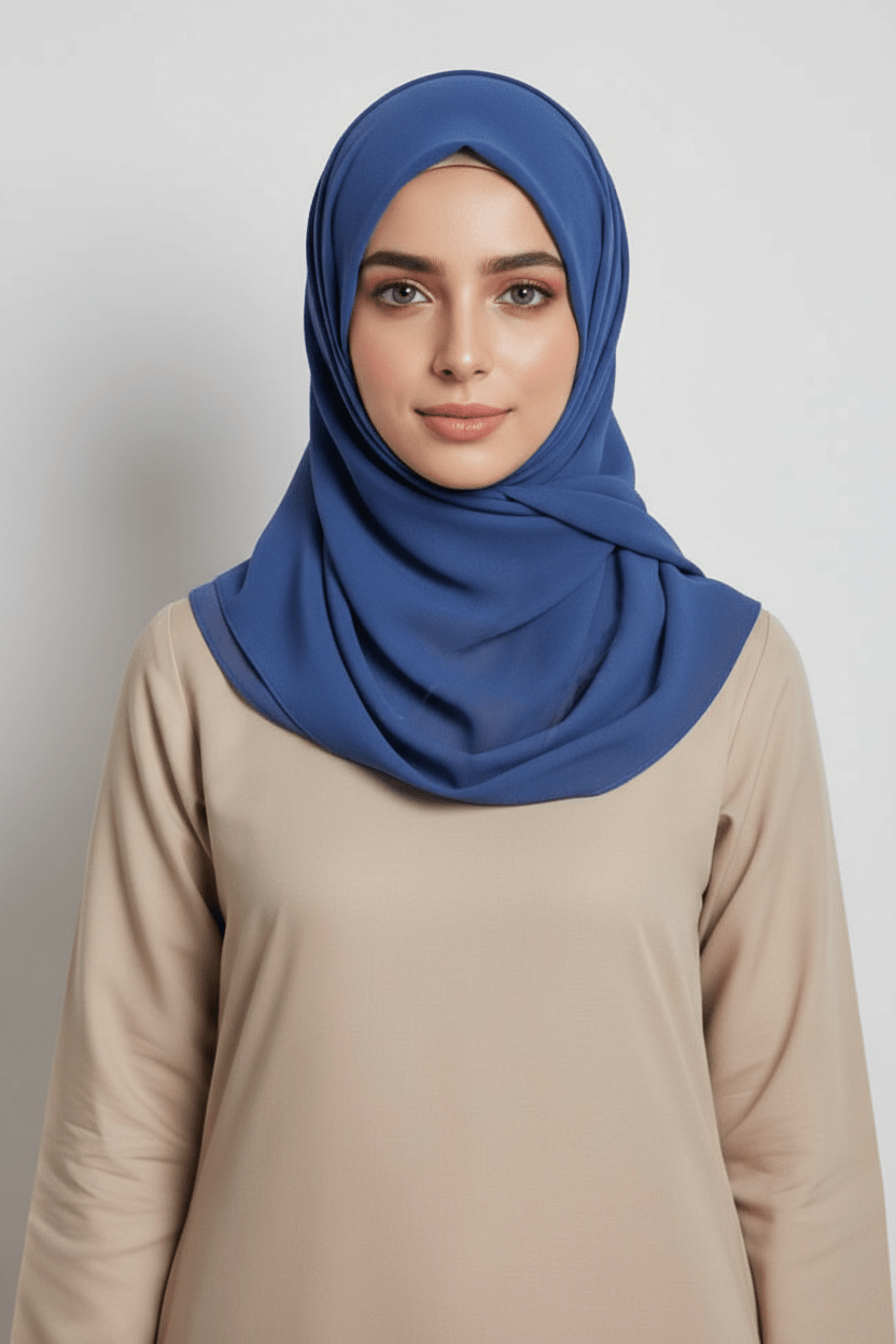 Georgette Hijab - Cornflower Blue