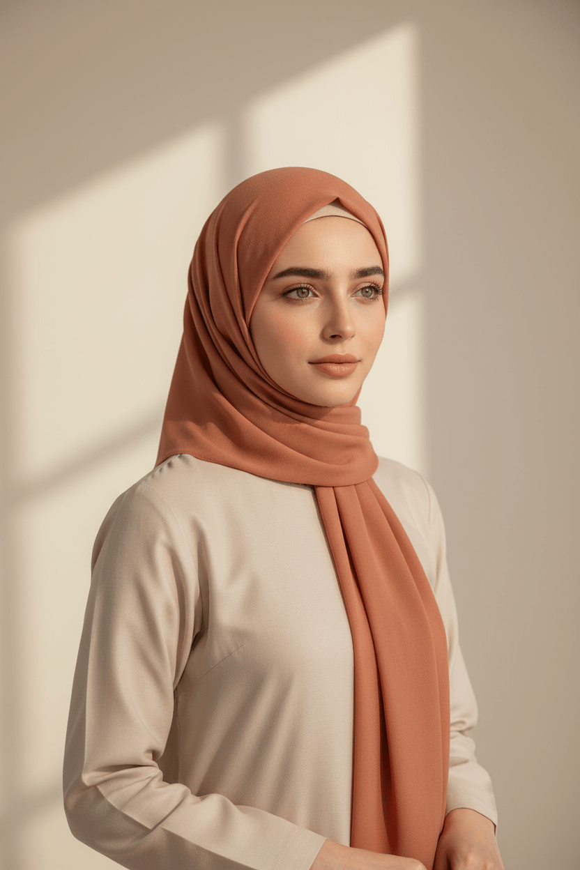 Georgette Hijab - Dark Peach