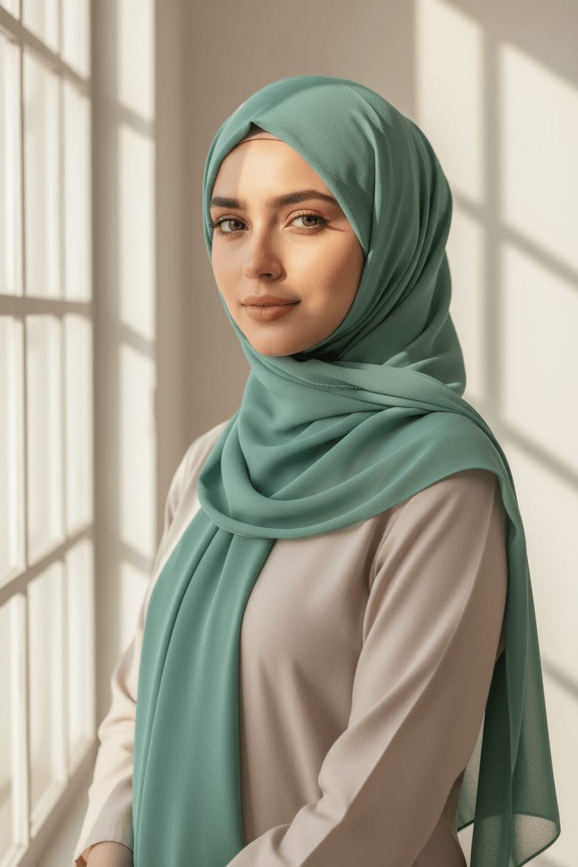 Georgette Hijab - Misty Teal
