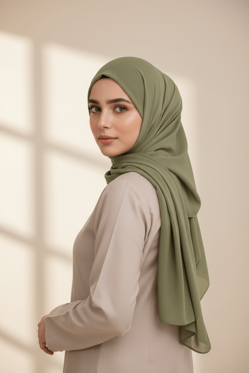 Georgette Hijab - Soft Green